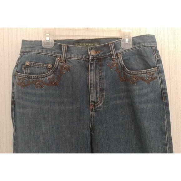 Lauren Jeans Co. Ralph Lauren Womens Size 6 Blue Jean Pants Medium Wash Straight - Picture 2 of 5